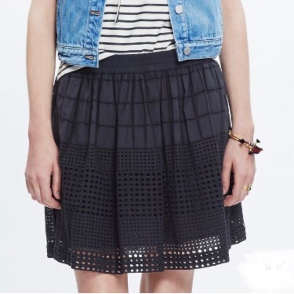 Madewell Eyelet Scalloped Skirt Black Size S